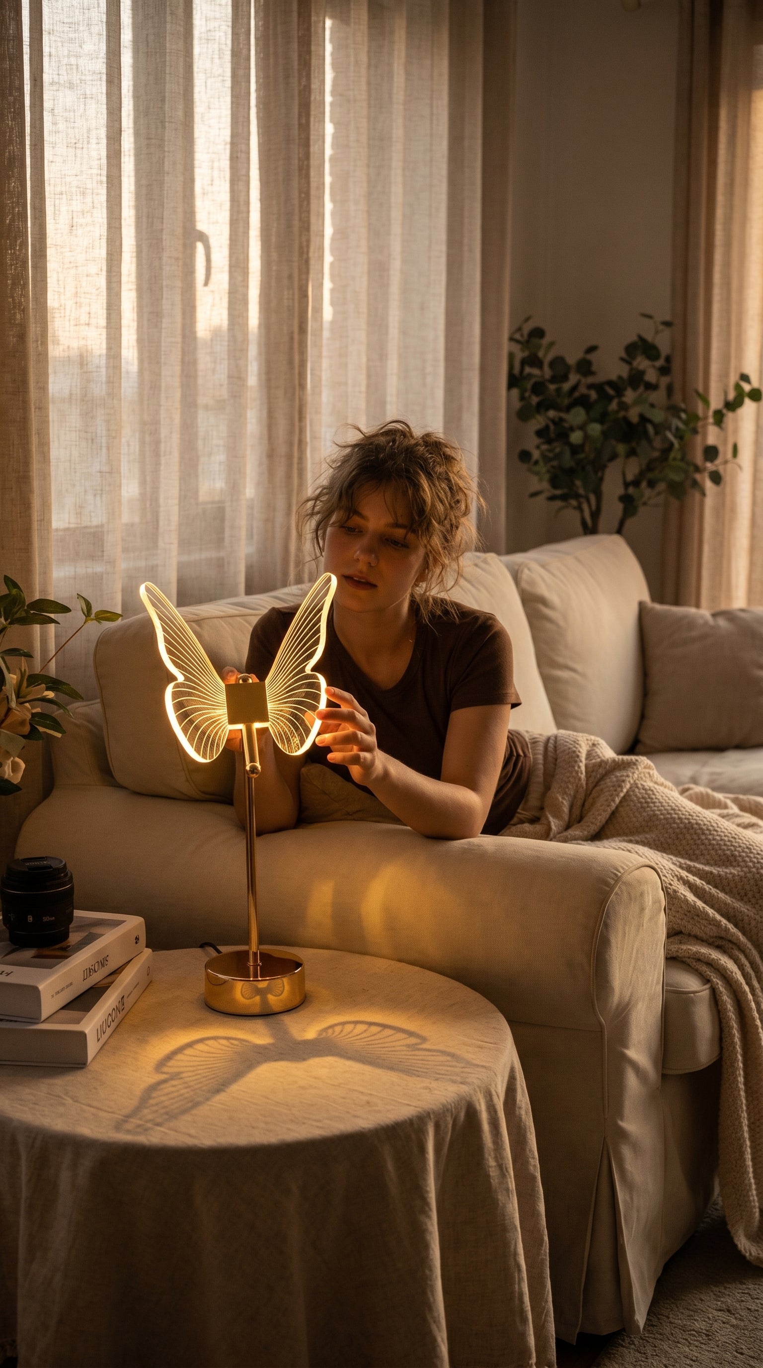 Butterfly-shaped table lamp to make any bedroom or hallway glow. Accent light.
