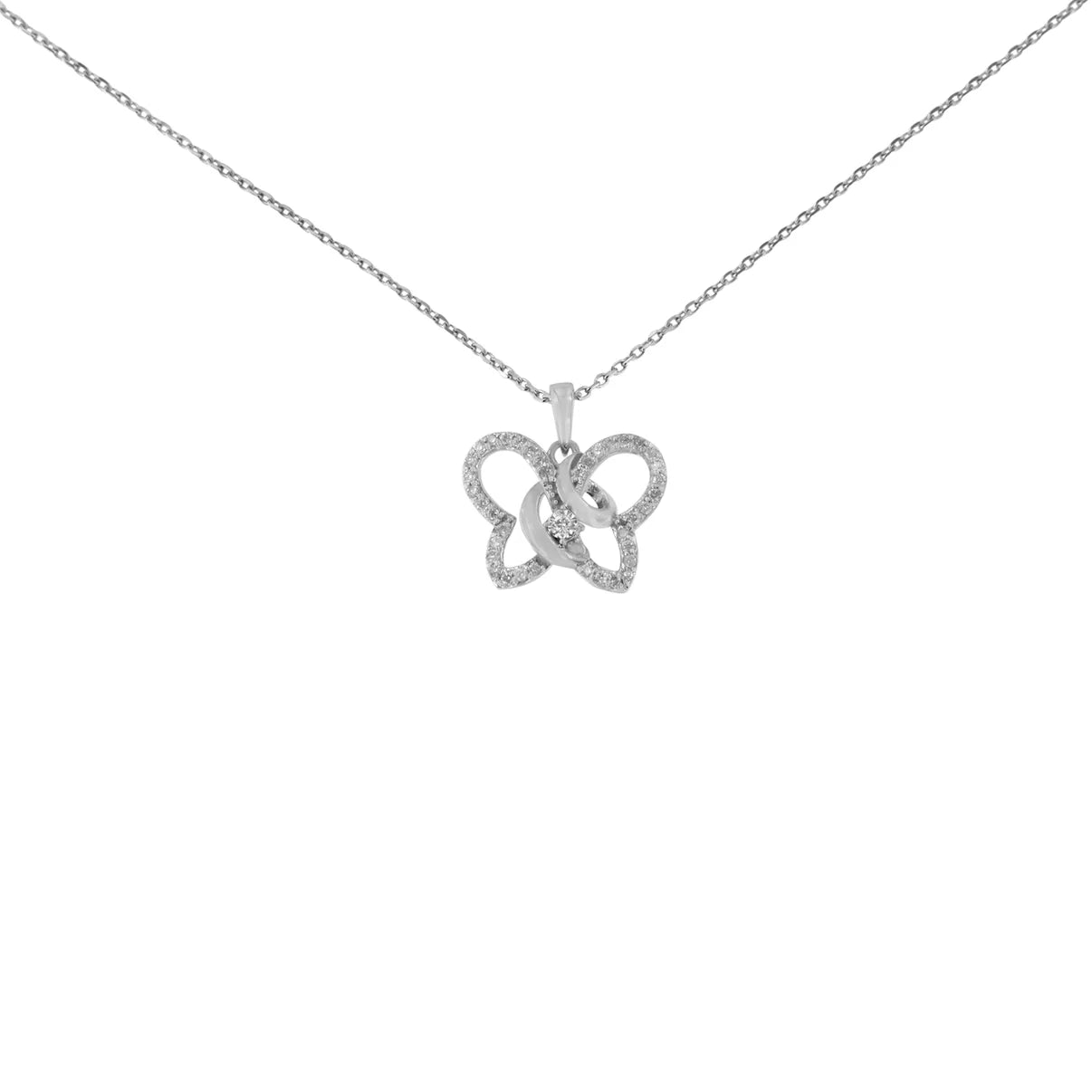 Diamond Butterfly Pendant Necklace — Sterling Silver Brilliance